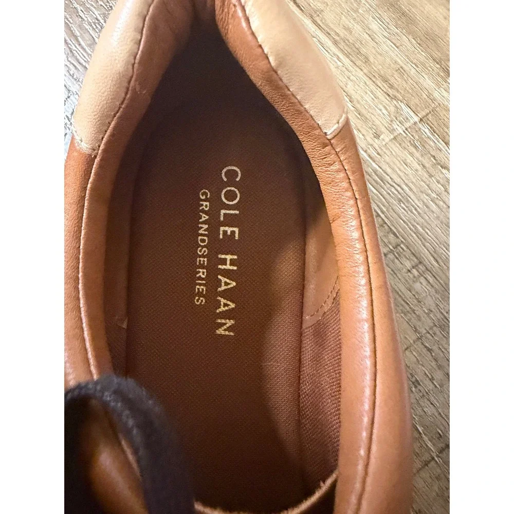Cole Haan Grand Crosscourt Perforated Leather Sneakers British Tan Mens 10